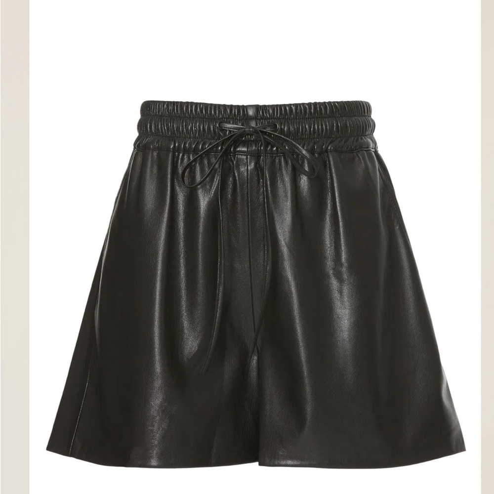 Good American Black High Waist Leather Shorts
